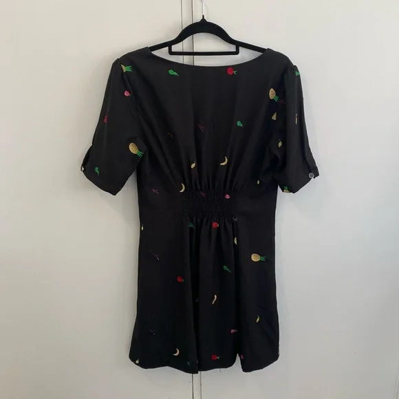 Abow Black Dress with Fruit Embroidery 🍉 🍎 🍌 Size 10 - Picture 13 of 16